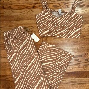 Brown and White Zebra Print Two-Piece Set